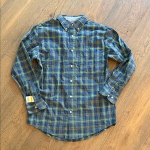 Haggar Men's Blue and Green Checkered Shirt